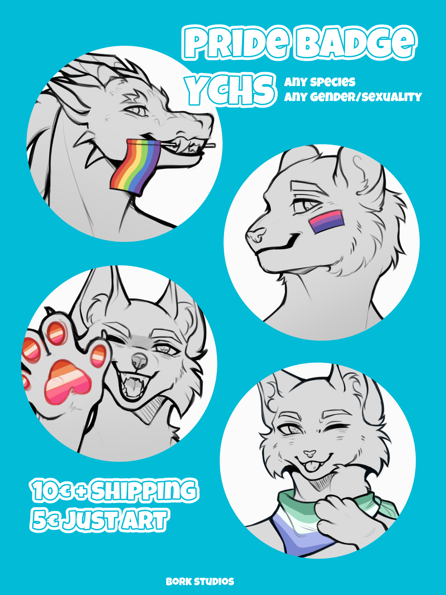 Pride Badge YCHs [open] on Toyhouse